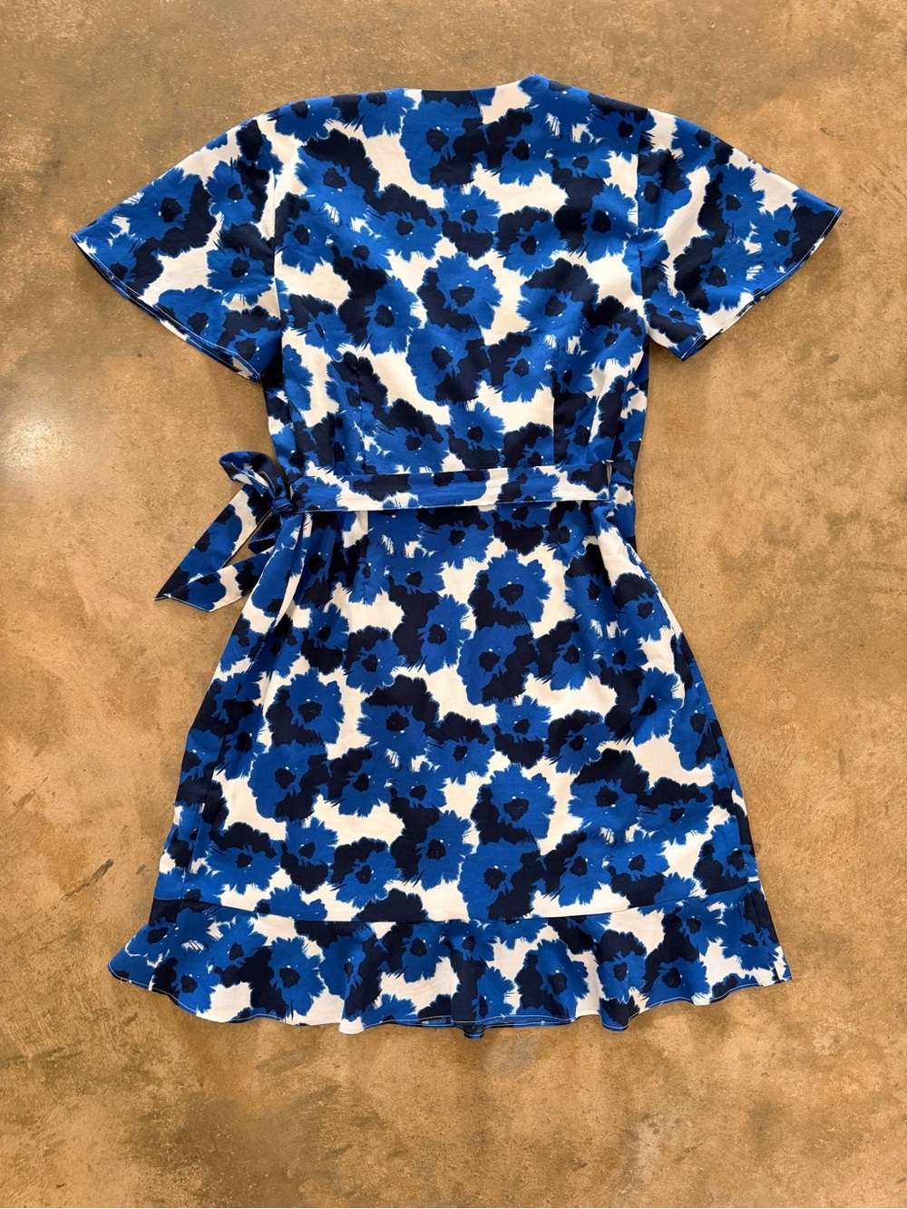 Banana Republic Blue Floral Faux Wrap Ruffle Dress Size 2 - Picture 2 of 9